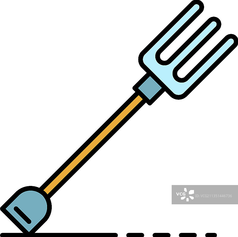 彩色轮廓花园叉子图标图片素材