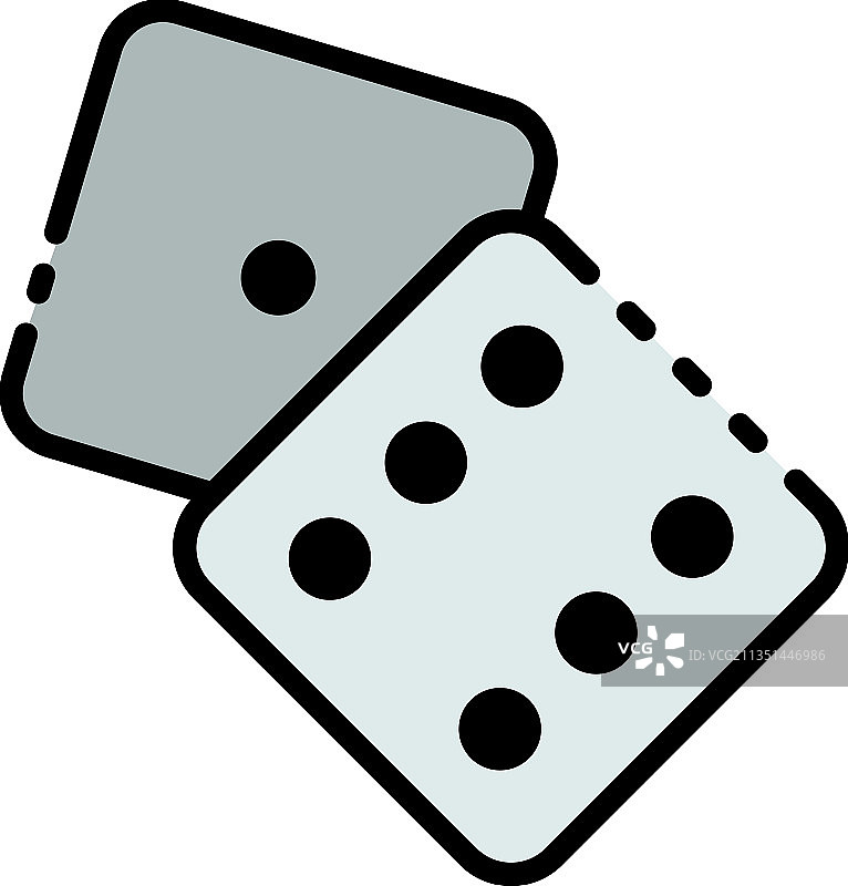 骰子六面图标彩色轮廓图片素材