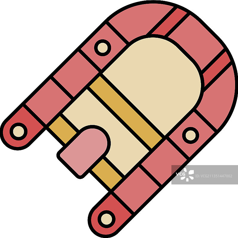 橡皮艇马达彩色轮廓图标图片素材