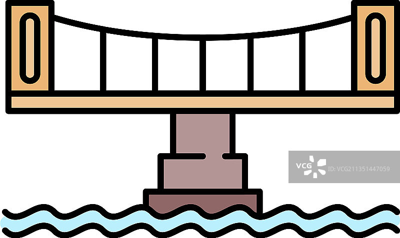 现代桥梁图标彩色轮廓图片素材