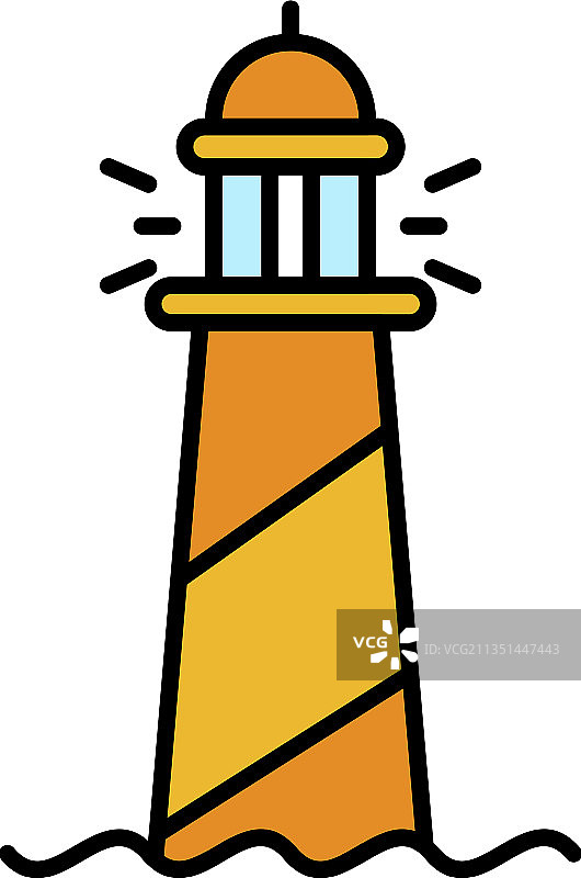 彩色轮廓条纹灯塔图标图片素材