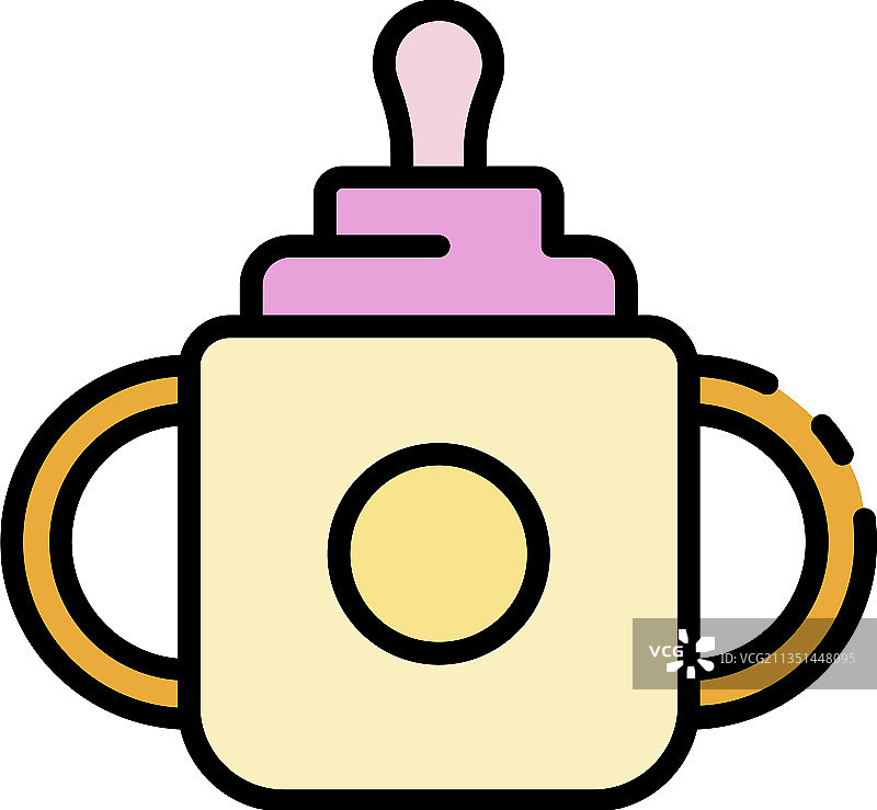 彩色奶瓶图标轮廓图片素材