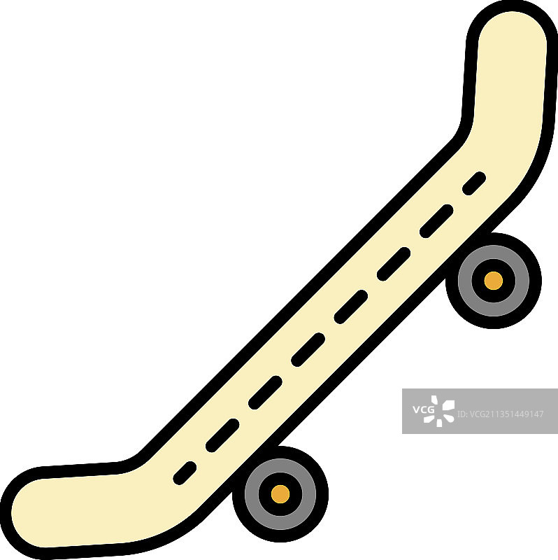 滑板图标彩色轮廓侧面图片素材