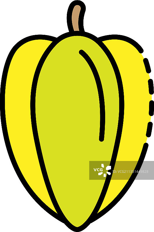 完整杨桃图标彩色轮廓图片素材