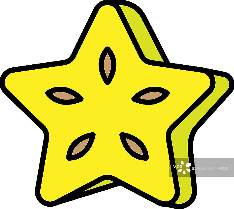 杨桃切片图标彩色轮廓图片素材