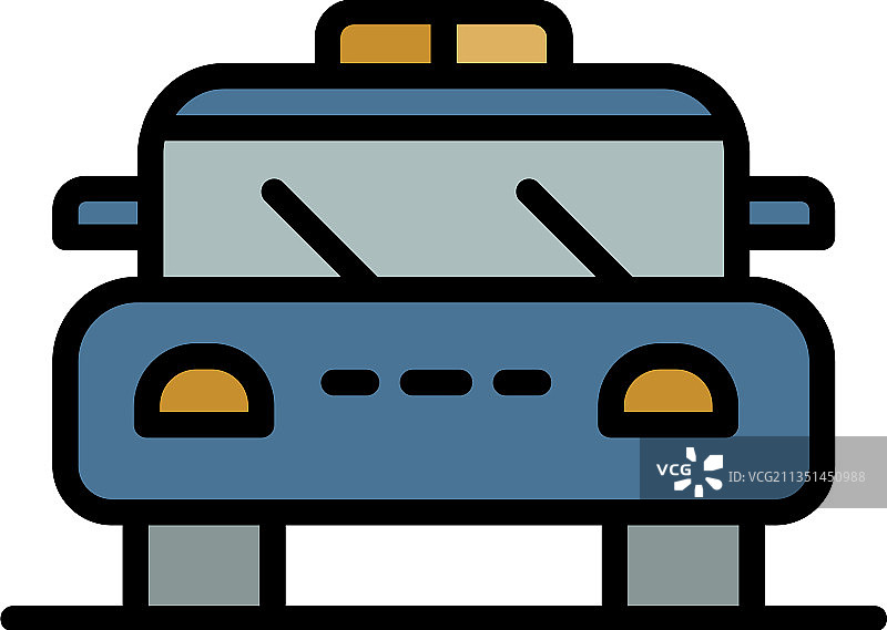 警车图标彩色轮廓图片素材