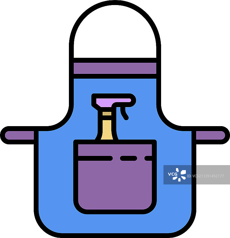 清洗围裙图标彩色轮廓图片素材