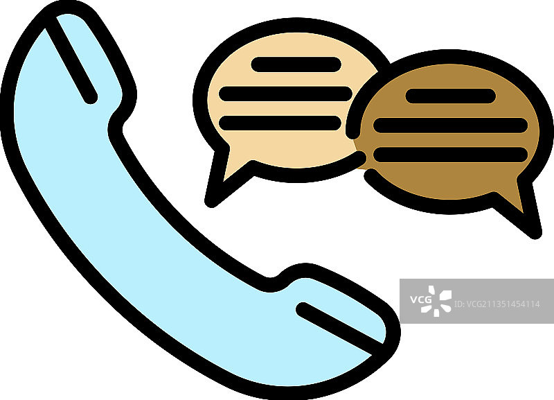 聊天呼叫中心彩色轮廓图标图片素材