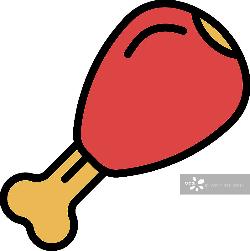 鸡腿图标彩色轮廓图片素材