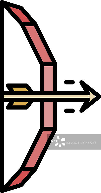 弓箭图标彩色轮廓图片素材