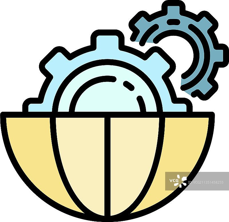 AI齿轮风格图标彩色轮廓图片素材