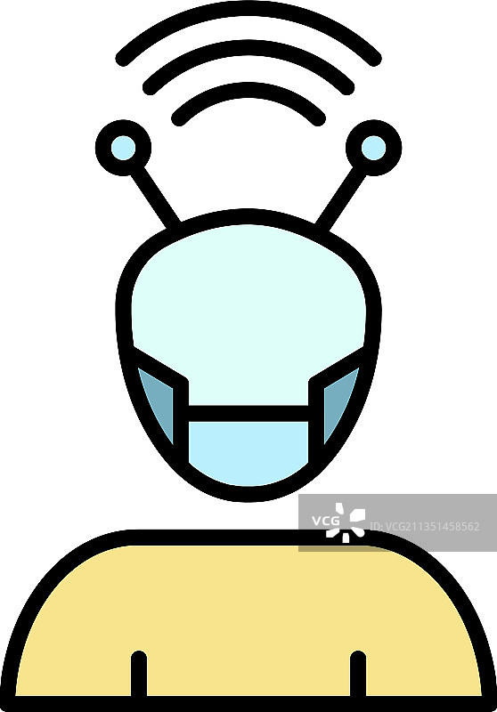 赛博格图标彩色轮廓图片素材
