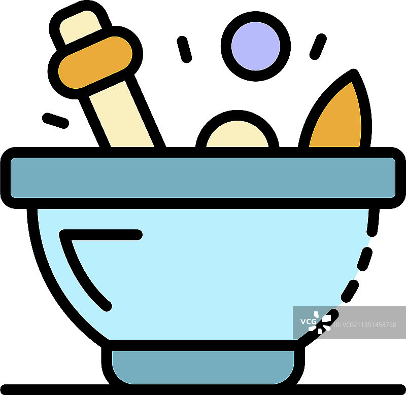 魔法药水碗轮廓彩色图标图片素材