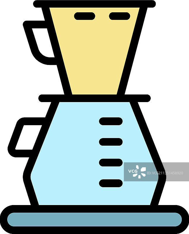 经典咖啡滤纸图标彩色轮廓图片素材