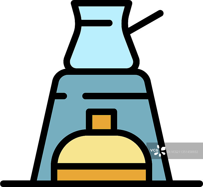 煮咖啡壶图标彩色轮廓图片素材
