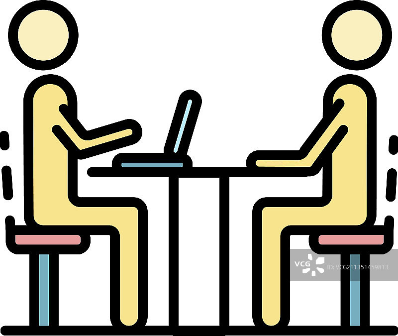 招聘会议彩色图标轮廓图片素材