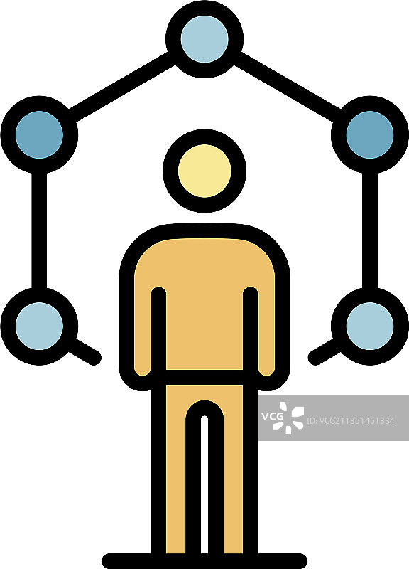 人类基因代码彩色轮廓图标图片素材