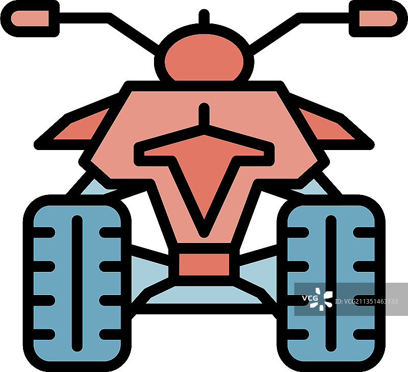 四轮摩托车图标颜色轮廓背面图片素材