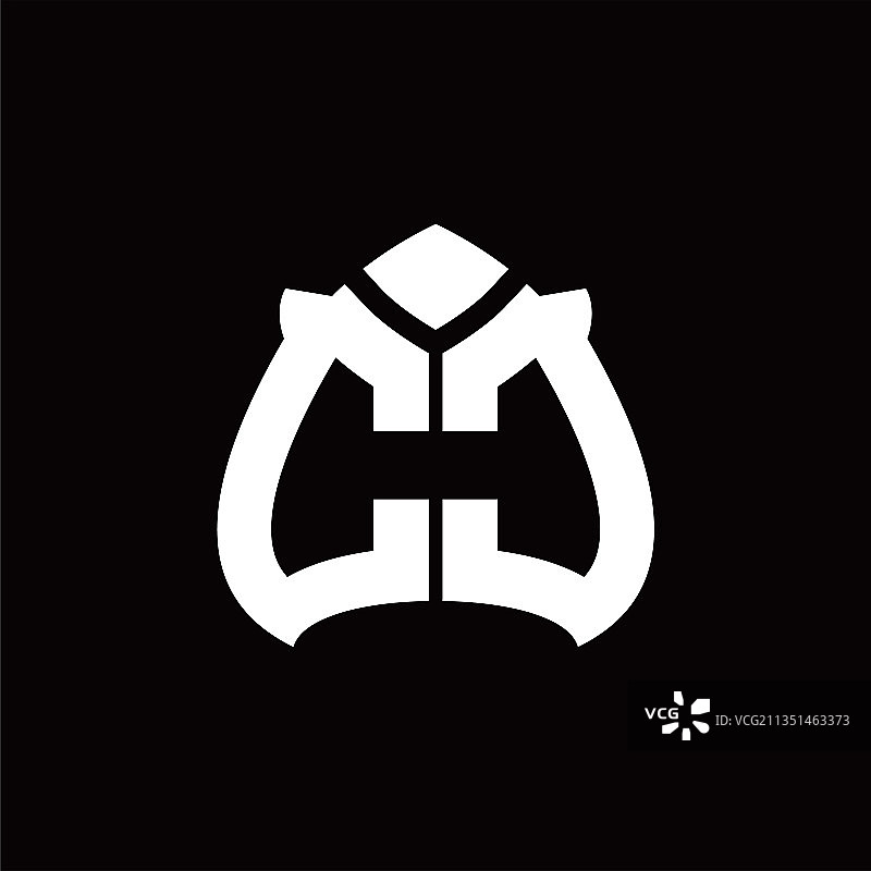 黑桃形状CC字母Logo标志设计模板图片素材