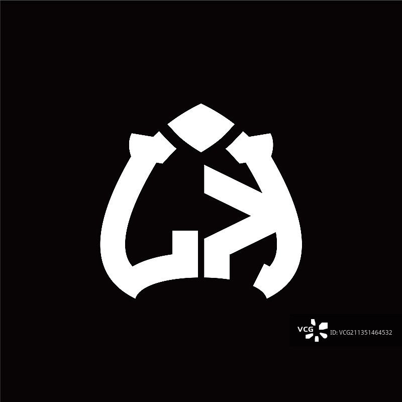 黑桃形LK字母logo设计模板图片素材