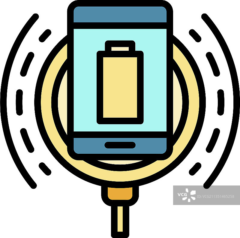 无线充电彩色描边图标图片素材