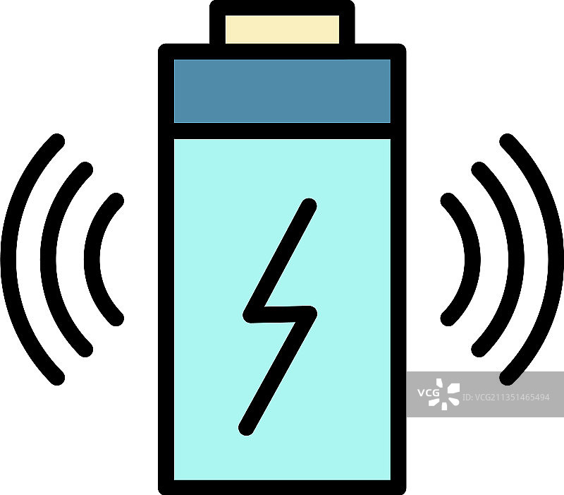 无线电池充电彩色轮廓图标图片素材
