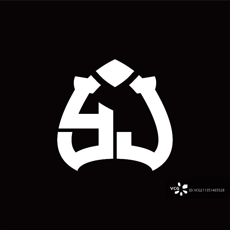 YJ字母黑桃造型标志设计模板图片素材