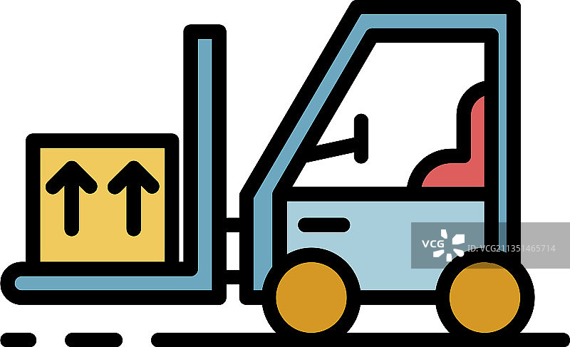 带货物图标轮廓颜色的叉车图片素材
