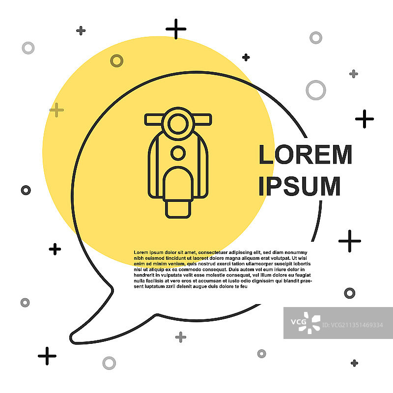 白色背景上的黑色线条滑板车图标图片素材