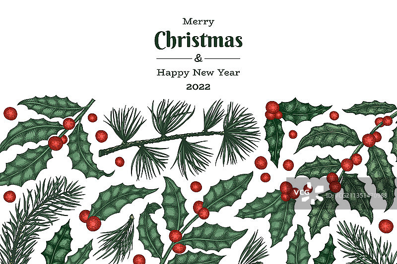 圣诞手绘贺卡设计图片素材