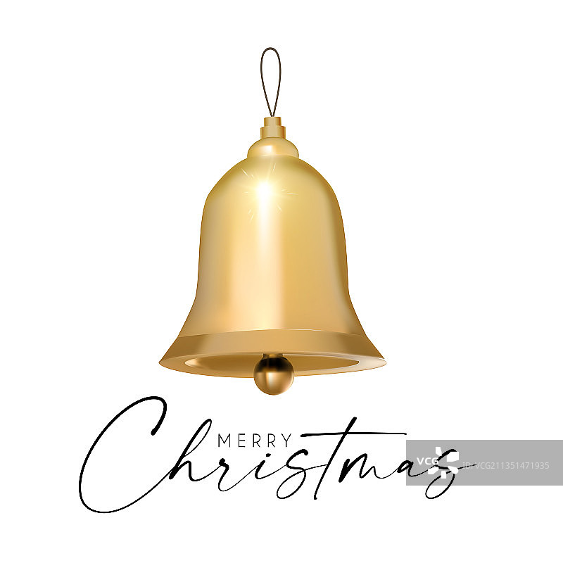 圣诞金色铃铛3D逼真设计图片素材
