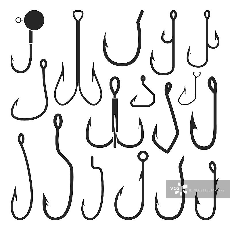 黑色鱼钩图标图片素材