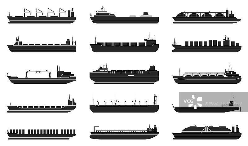黑色驳船图标图片素材
