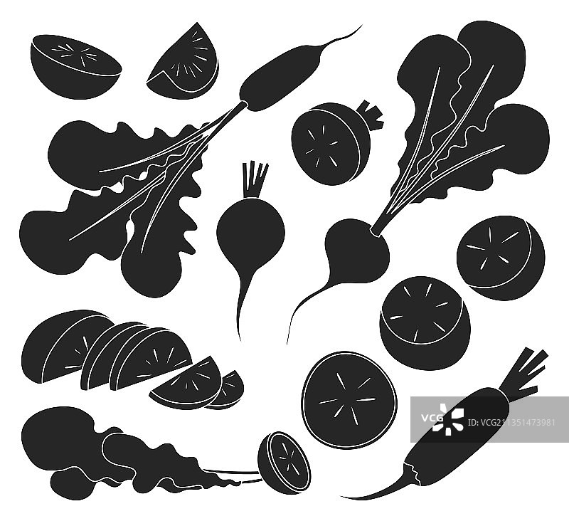 红色小萝卜黑色图标集图片素材