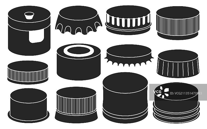 黑色瓶盖图标合集图片素材