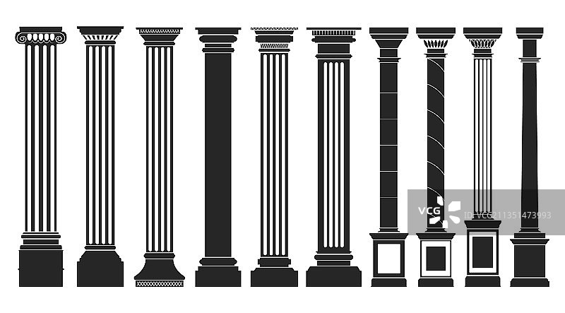 孤立的黑色古董柱子图标图片素材