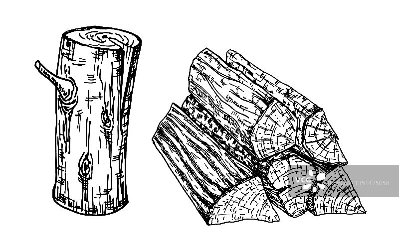 木柴燃烧材料图片素材