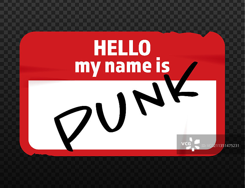 复古你好我的名字是贴纸图片素材