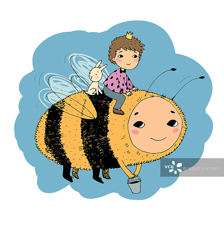 骑在蜜蜂上的小王子图片素材