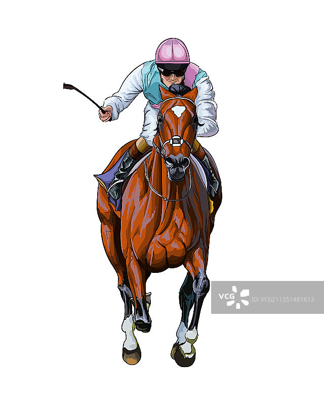 飞溅中的赛马与骑师图片素材