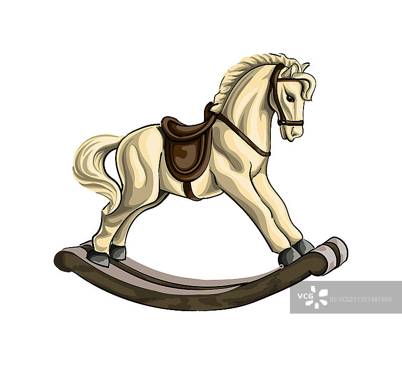 复古木制摇马玩具彩绘图片素材