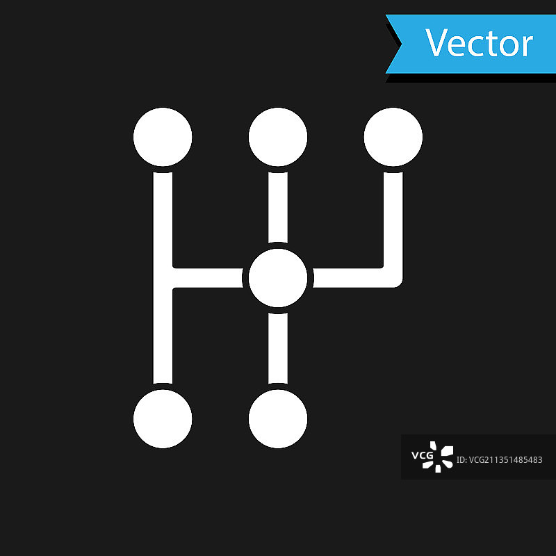 黑色背景上的白色换档杆图标图片素材