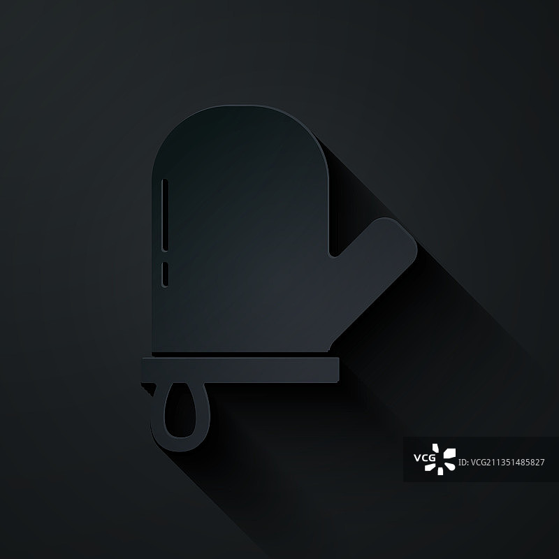 黑色背景上的纸艺风格烤箱手套图标图片素材