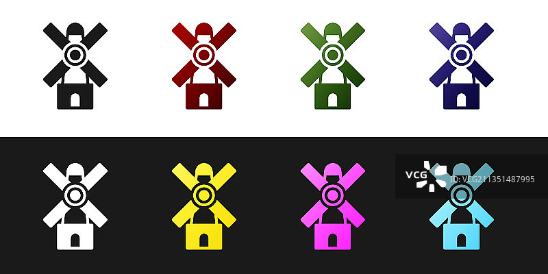 黑白风车图标合集图片素材