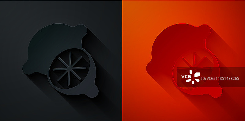 黑红色背景上的剪纸风青柠图标图片素材