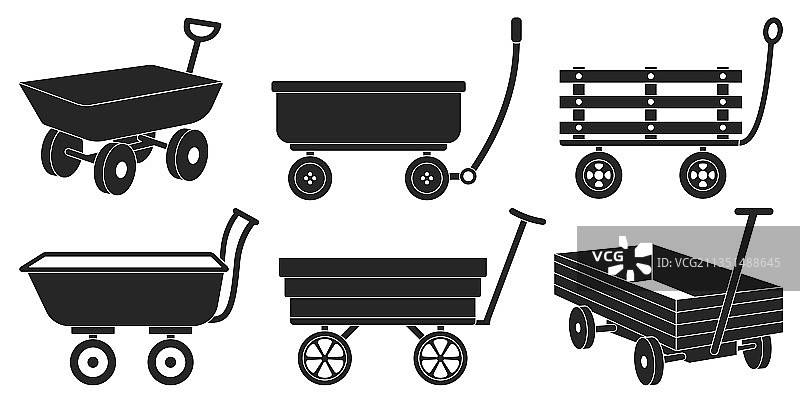 白色背景上的黑色园艺车图片素材