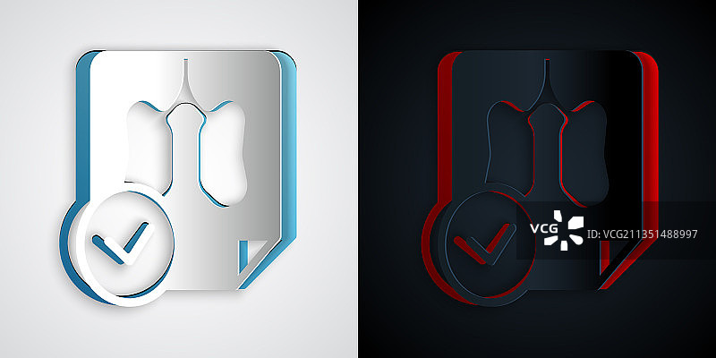 剪纸肺部X光诊断图标图片素材