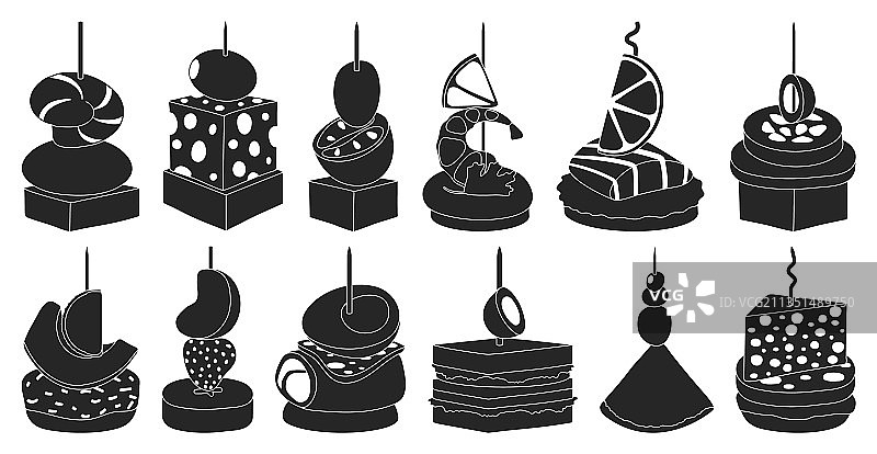 黑色小吃拼盘图片素材