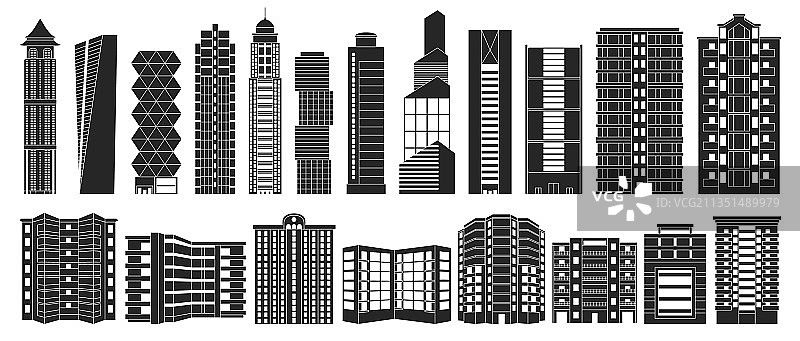 孤立的黑色建筑图标图片素材