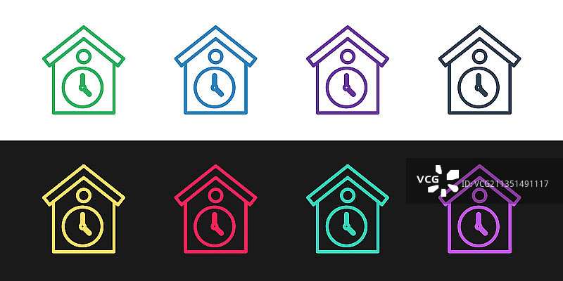 黑色背景上的复古挂钟图标图片素材